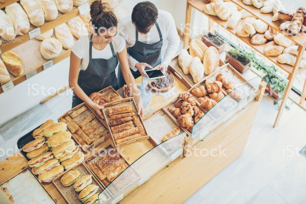 a pleasent bakery counter front